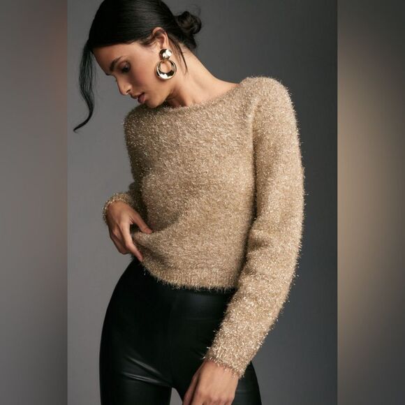 NWOT Anthropologie Maeve Tinsel Eyelash Sweater - Picture 1 of 10